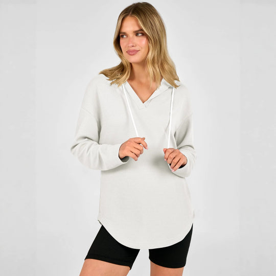 Damen Lässiger Kapuzenpullover mit Waffelstruktur Nord Taschen