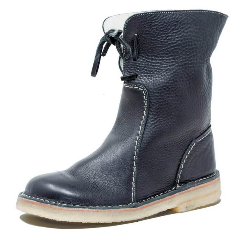 Damen Lederstiefel mit komfortablem Innenfutter und modischem Riemen Nord Taschen