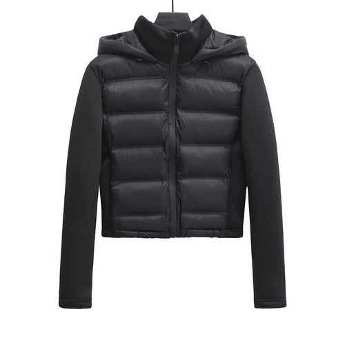Damen Gekürzte gesteppte Hybrid‑Wattierte Jacke mit Kapuze Nord Taschen