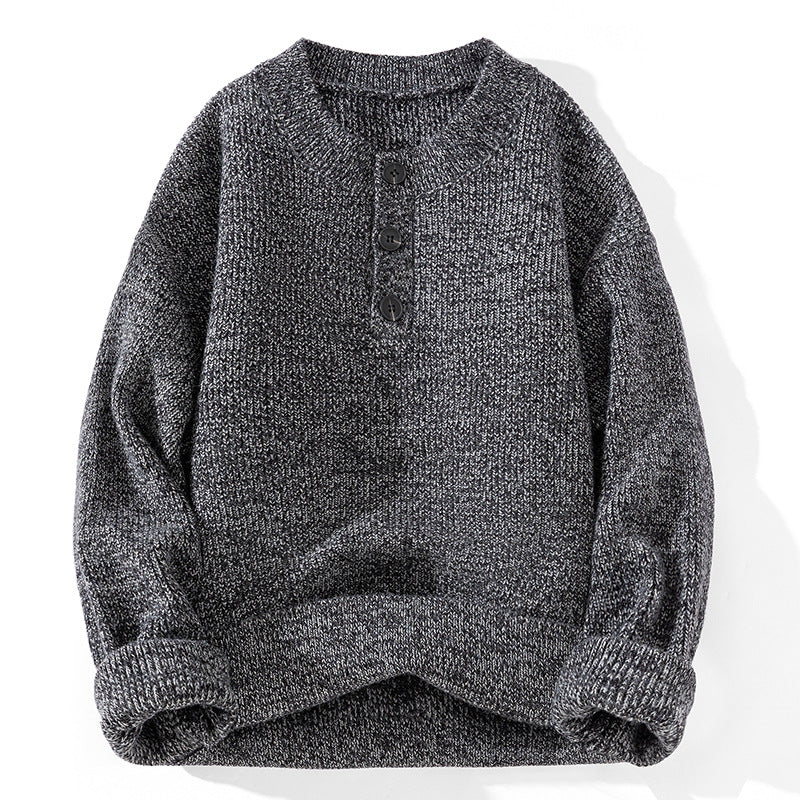 Unisex Grobstrick-Henley-Pullover mit halber Knopfleiste und Rippstruktur Nord Taschen