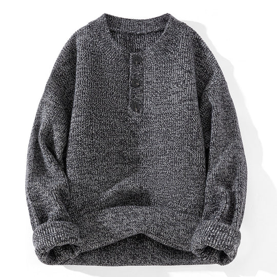 Unisex Grobstrick-Henley-Pullover mit halber Knopfleiste und Rippstruktur Nord Taschen