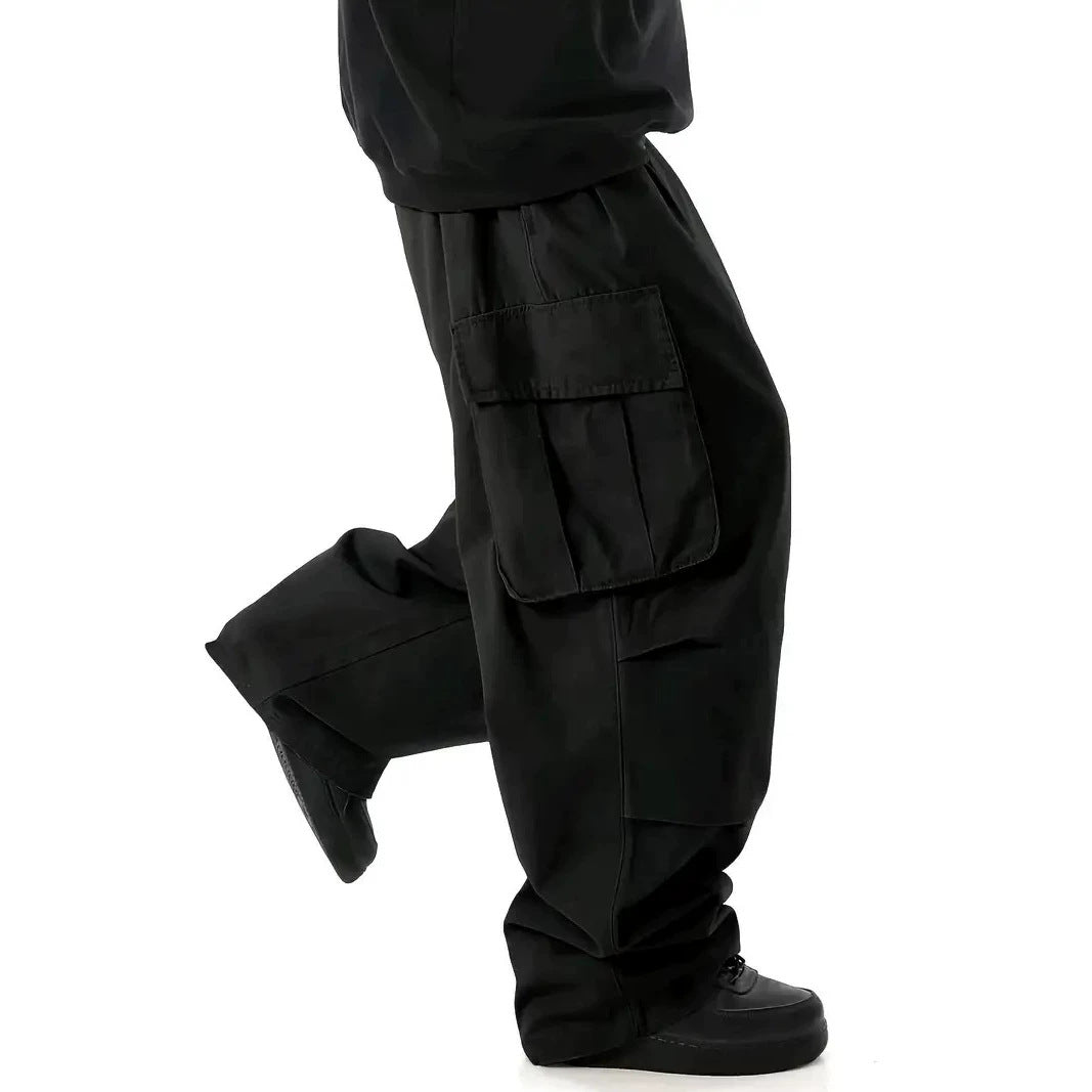 Herren Weite Baggy-Utility-Cargohose mit Multifachtaschen und tiefem Schritt Nord Taschen