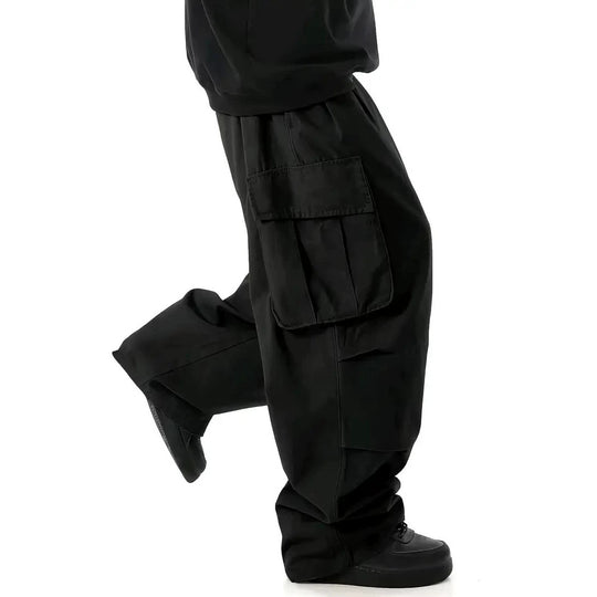 Herren Weite Baggy-Utility-Cargohose mit Multifachtaschen und tiefem Schritt Nord Taschen