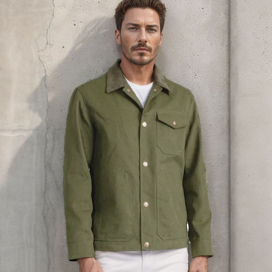 Herren robuste Canvas-Chorejacke mit Cordkragen und aufgesetzten Pattentaschen Nord Taschen