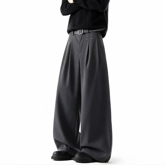 Herren Extrawide Palazzo-Hose mit hoher Taille, Bundfalten und weitem Bein Nord Taschen