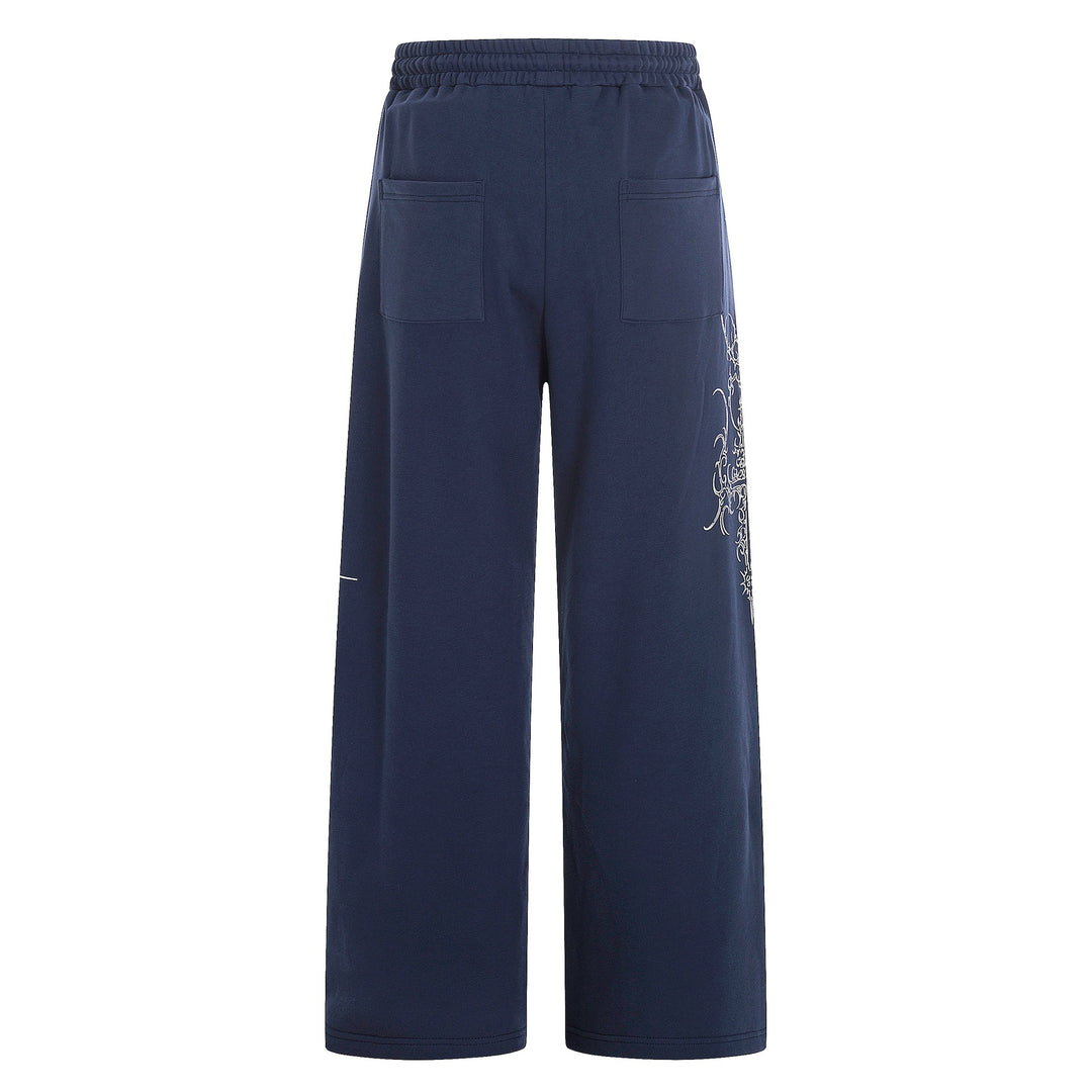Damen Weite Sweatpants mit Tunnelzug, Ziernieten und grafischem Print Nord Taschen