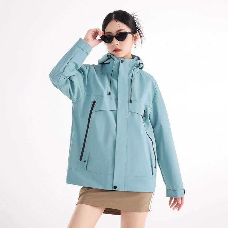 Damen technische wasserdichte Oversize-Parka mit Kapuze und verdeckten Reißverschlusstaschen Nord Taschen