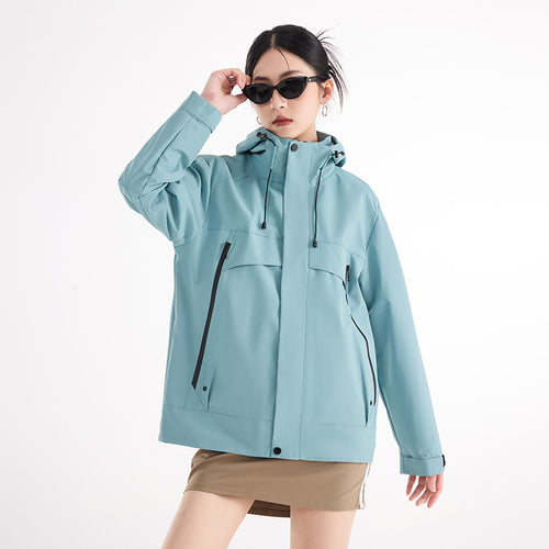 Damen technische wasserdichte Oversize-Parka mit Kapuze und verdeckten Reißverschlusstaschen Nord Taschen