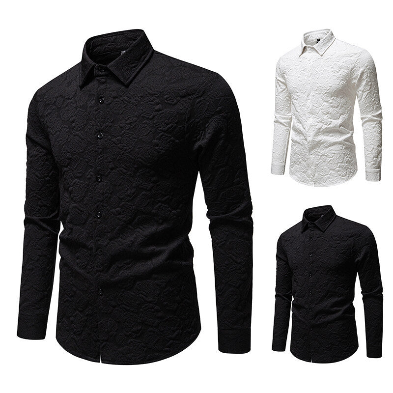 Herren Langarmhemd mit strukturiertem Design