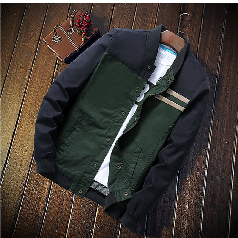 Herren Canvas-Bomberjacke im Field-Stil mit kontrastierenden Ärmeln und Bruststreifen Nord Taschen
