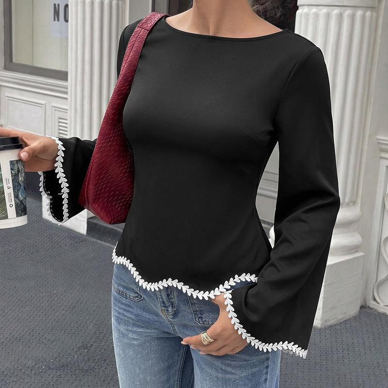Damen Elegantes Oberteil mit Spitzendetails Nord Taschen