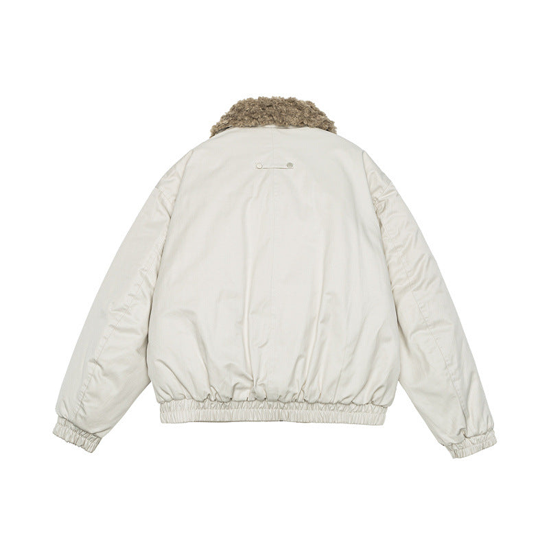 Damen Kurz geschnittene Teddy-gefütterte Blousonjacke mit Webpelzkragen Nord Taschen