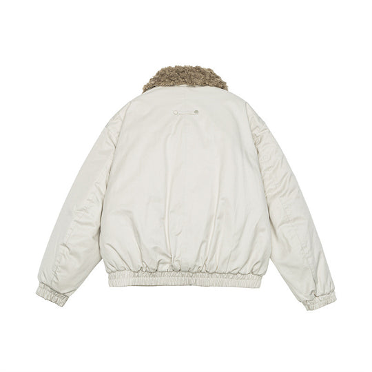 Damen Kurz geschnittene Teddy-gefütterte Blousonjacke mit Webpelzkragen Nord Taschen
