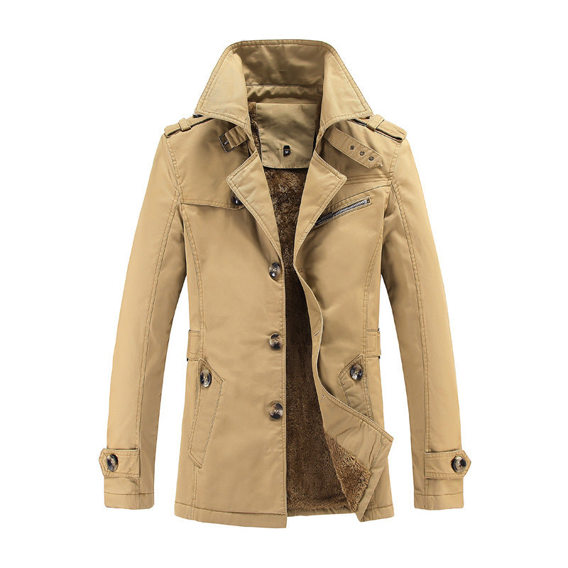 Herren  legerer Baumwoll-Blazer mit Knopfleiste, aufgesetzten Taschen und gestreiftem Innenfutter Nord Taschen