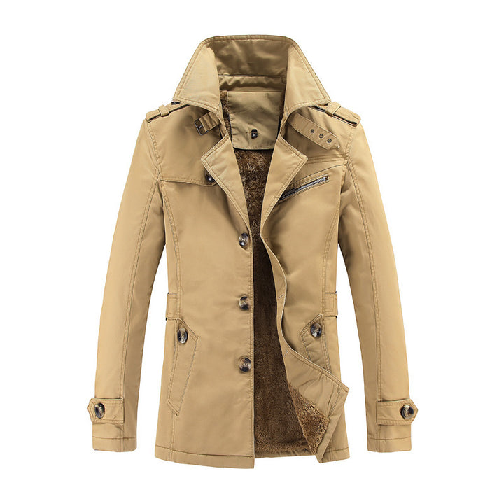 Herren  legerer Baumwoll-Blazer mit Knopfleiste, aufgesetzten Taschen und gestreiftem Innenfutter Nord Taschen