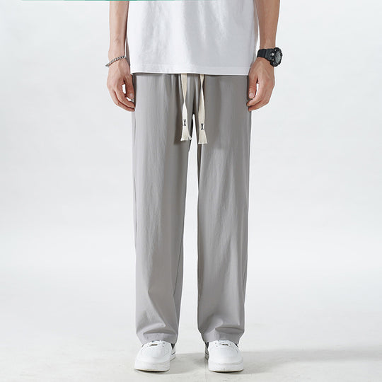 Herren Leichte Relax-Fit-Loungehose aus atmungsaktivem Jersey mit elastischem Tunnelbund, breitem Kordelzug & geripptem Beinabschluss Nord Taschen