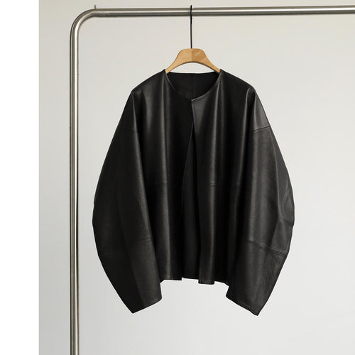 Damen Oversized Lederjacke Nord Taschen