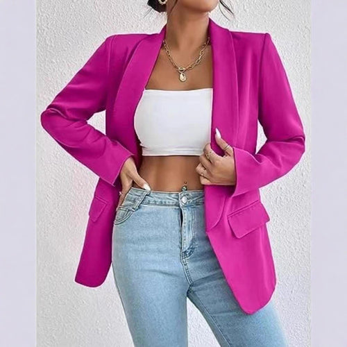Damen Longline-Oversize-Blazer mit Schalkragen und Pattentaschen Nord Taschen