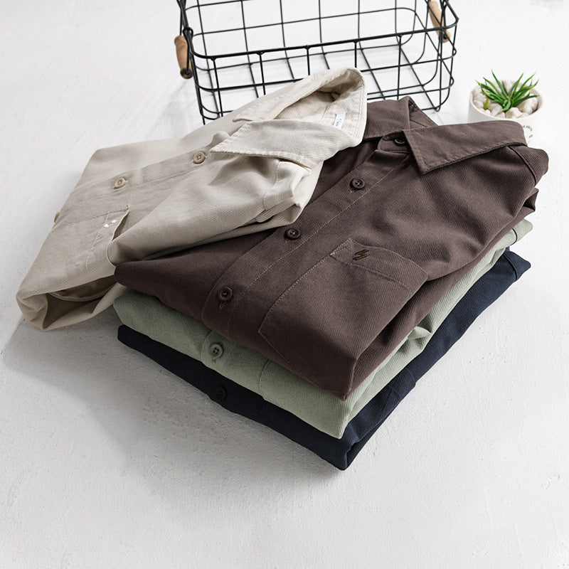 Herren Hemdjacke-Overshirt aus softem Baumwoll-Twill im Layering-Look mit aufgesetzter Brusttasche Nord Taschen