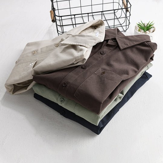 Herren Hemdjacke-Overshirt aus softem Baumwoll-Twill im Layering-Look mit aufgesetzter Brusttasche Nord Taschen