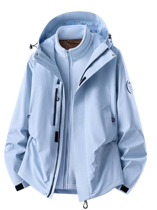 Herren wasserdichte Outdoorjacke mit abnehmbarer Fleece-Innenjacke Nord Taschen