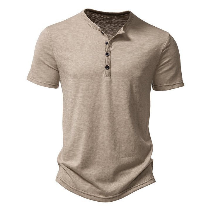 Herren Kurzarm-Henley-Shirt mit klassischem Knopfdesign