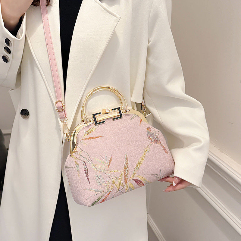 Damen elegante Handtasche mit kunstvoller Vogel-Stickerei Nord Taschen