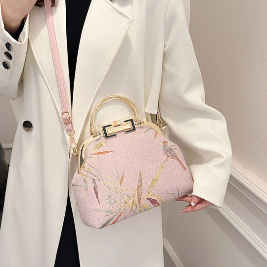 Damen elegante Handtasche mit kunstvoller Vogel-Stickerei Nord Taschen