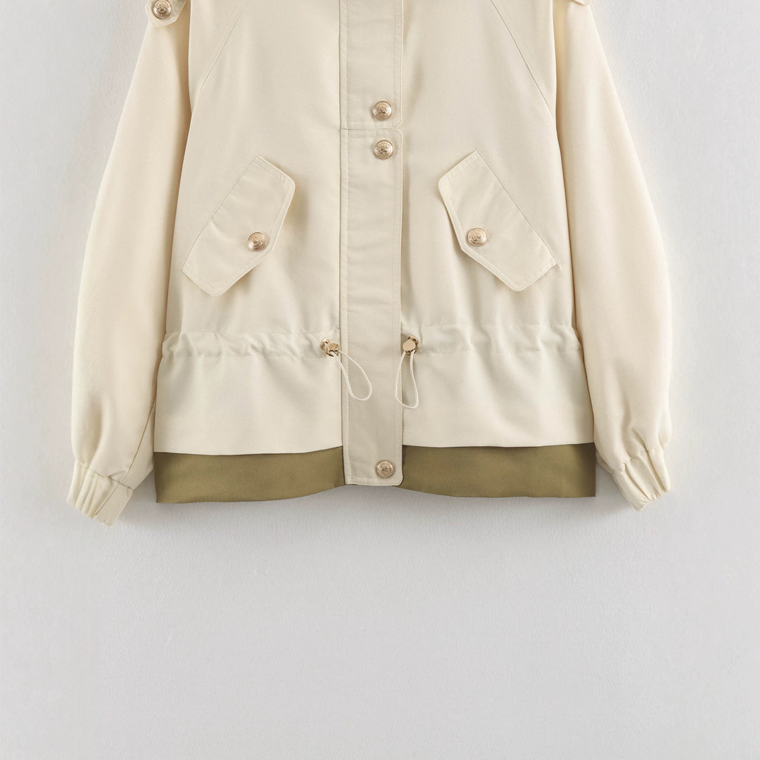Damen Kurzparka im Field‑Stil mit Tunnelzug, Pattentaschen und Stehkragen Nord Taschen