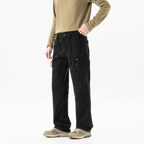 Herren Komfort-Canvas-Cargo-Hose mit elastischem Tunnelzugbund, Kniepaneelen und Multifachtaschen Nord Taschen