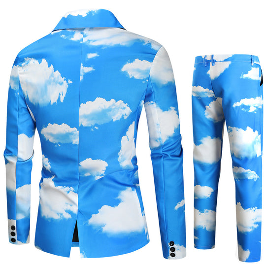 Herren Zweiteiliges Statement-Anzug mit Allover-Wolkenprint und schmaler Silhouette Nord Taschen