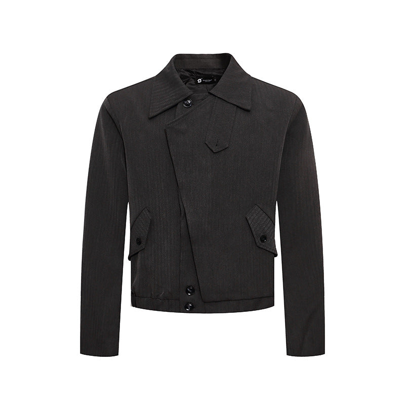 Herren kurzes asymmetrisches Twill-Blouson mit verdeckter Knopfleiste Nord Taschen