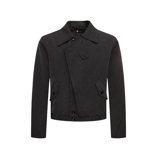 Herren kurzes asymmetrisches Twill-Blouson mit verdeckter Knopfleiste Nord Taschen