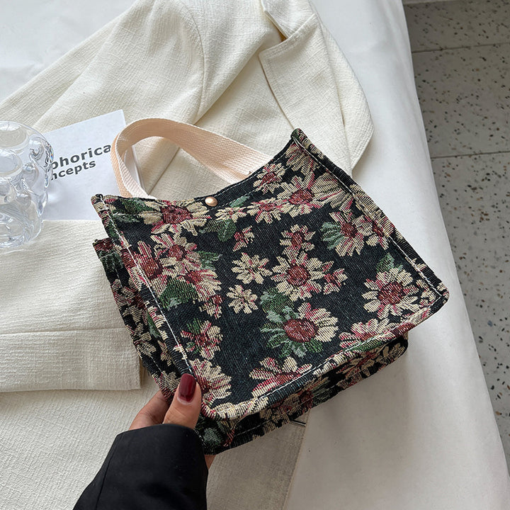 Damen Jute-Shopper-Tasche mit floralem Design und robusten Henkeln Nord Taschen