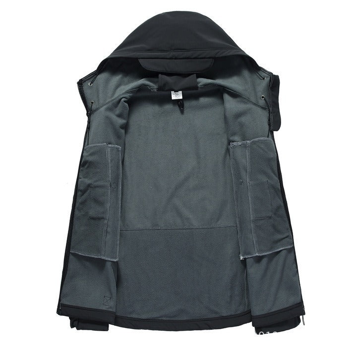 Herren Taktische Softshelljacke mit Kapuze, Tarnmuster und Mehrfach-Reißverschlusstaschen Nord Taschen
