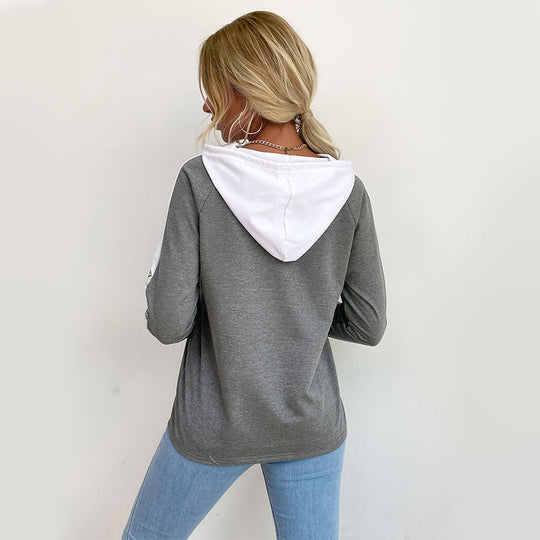 Damen Kapuzenpullover mit Spitzenbesatz und V‑Einsatz Nord Taschen