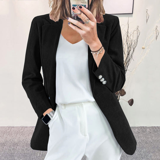 Damen Strukturierter Cord-Blazer mit eleganten Knopfdetails