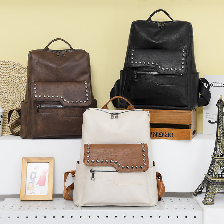 Damen eleganter Rucksack mit strukturiertem Kunstleder und stilvollen Nieten Nord Taschen