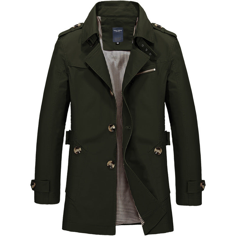 Herren  legerer Baumwoll-Blazer mit Knopfleiste, aufgesetzten Taschen und gestreiftem Innenfutter Nord Taschen
