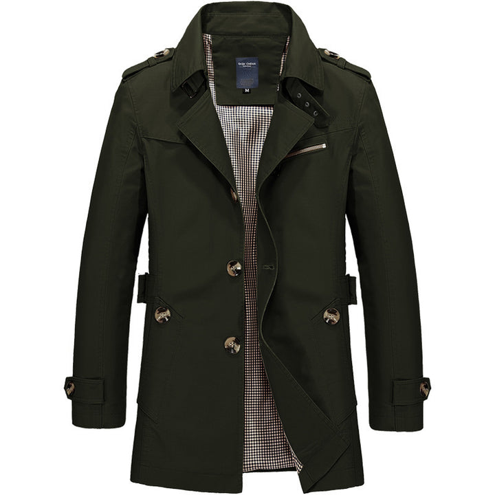 Herren  legerer Baumwoll-Blazer mit Knopfleiste, aufgesetzten Taschen und gestreiftem Innenfutter Nord Taschen