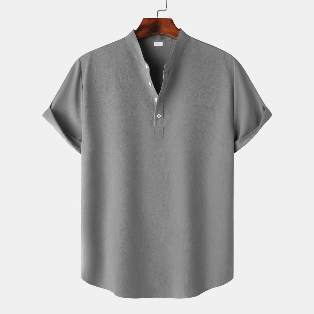 Herren Kurzarmhemd mit modernem Henley-Design und funktionalen Knöpfen Nord Taschen