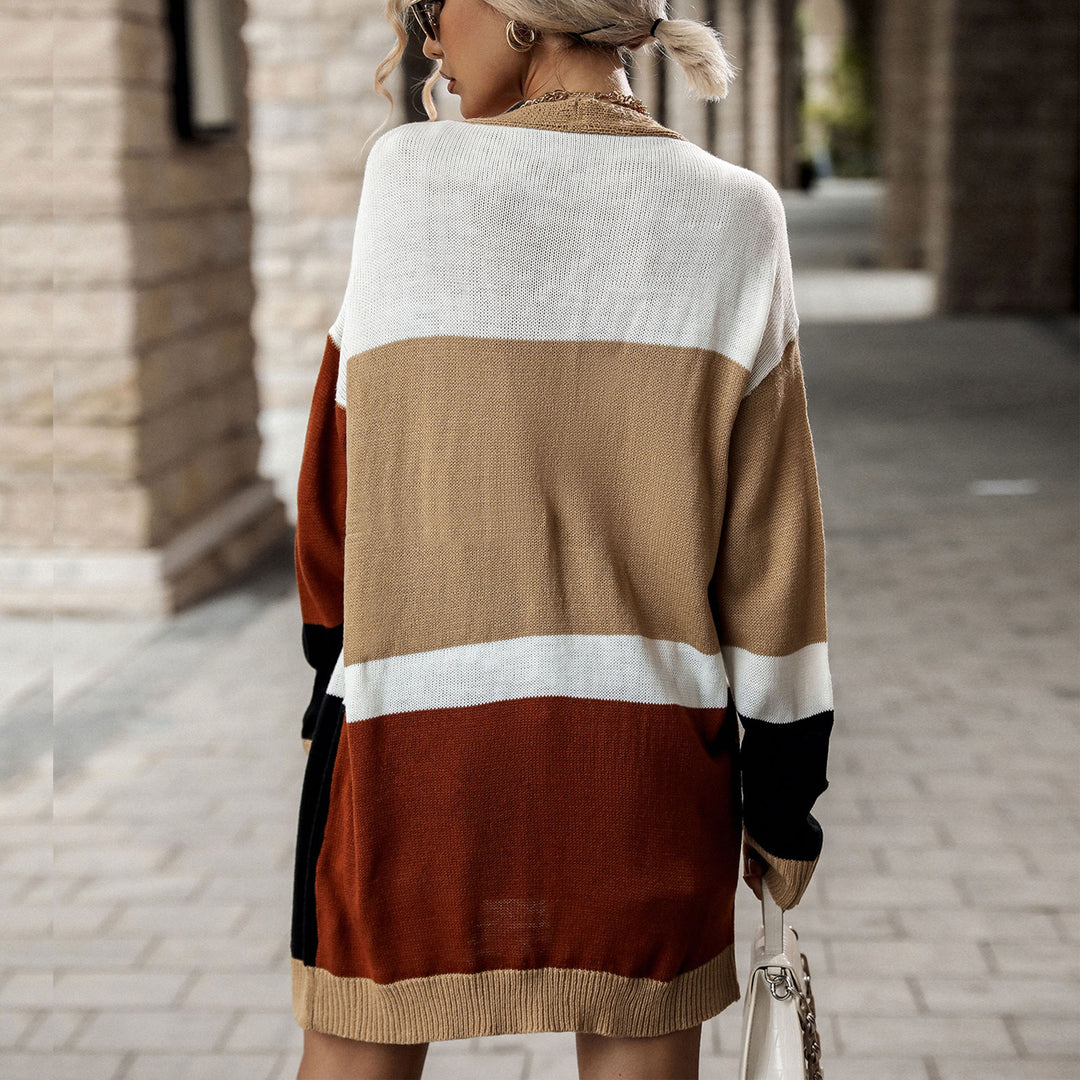 Damen Oversize Strickcardigan mit Colorblock, Knopfleiste & langer Silhouette Nord Taschen