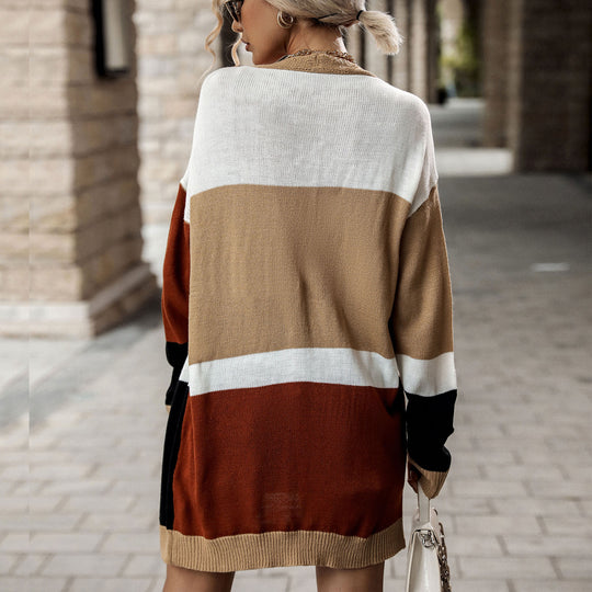 Damen Oversize Strickcardigan mit Colorblock, Knopfleiste & langer Silhouette Nord Taschen