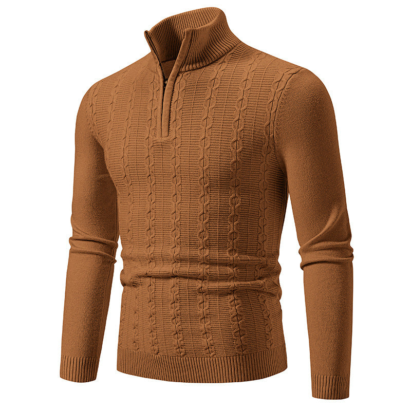 Herren Schmaler Halbzip-Zopfmuster-Pullover mit Thermo-Feinstrick und Rippsaum Nord Taschen