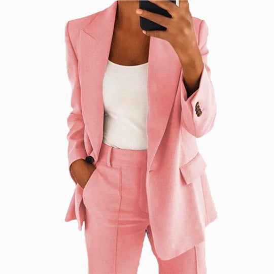 Damen Zweiteiliger Business-Hosenanzug mit Oversize-Blazer und Hochtaillierter Bügelfaltenhose Nord Taschen
