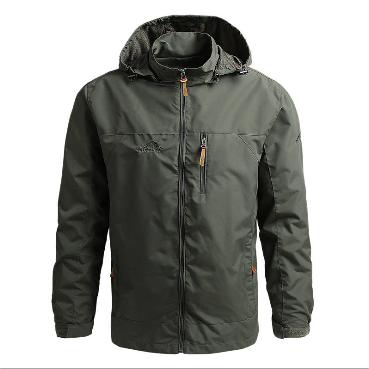 Herren Leichte wasserdichte Kapuzen-Outdoorjacke mit Brusttasche und verstellbaren Bündchen Nord Taschen