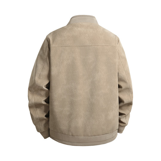Herren Veloursoptik-Bomberjacke im minimalistischen Look mit Zweiwege-Reißverschluss, Rippkragen und verdeckten Druckknöpfen Nord Taschen