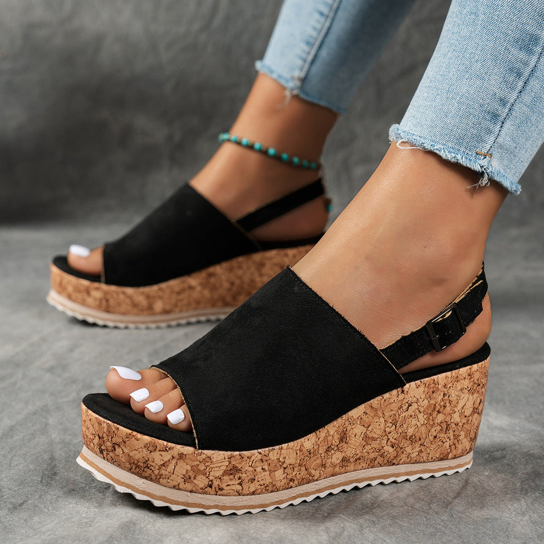 Damen Keilabsatz-Sandalen mit verstellbarem Riemen und komfortablem Fußbett Nord Taschen
