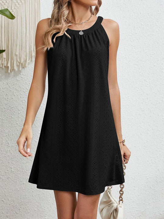Damen lässiges Sommerkleid mit Spitzendetails und Hängeschlaufe