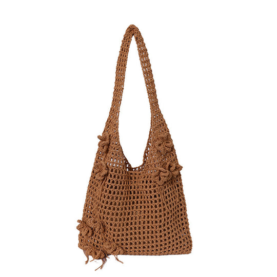 Damen Geflochtene Einkaufstasche mit einzigartigem Blumenmuster Nord Taschen